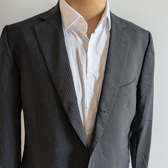 🇮🇹Z Zegna Charcoal Pinstripe Suit Jacket - Picture 2 of 11